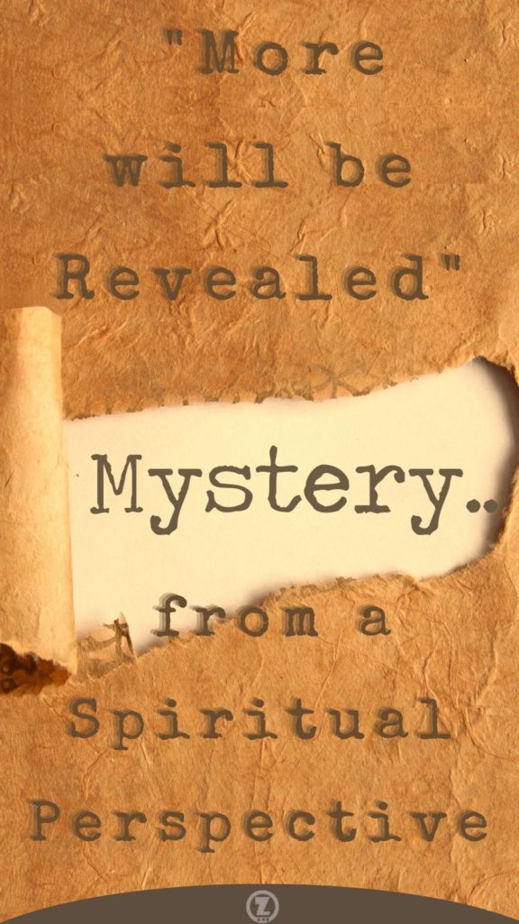 A paper bag tear peeled back to reveal the word "Mystery" w/ sfz title