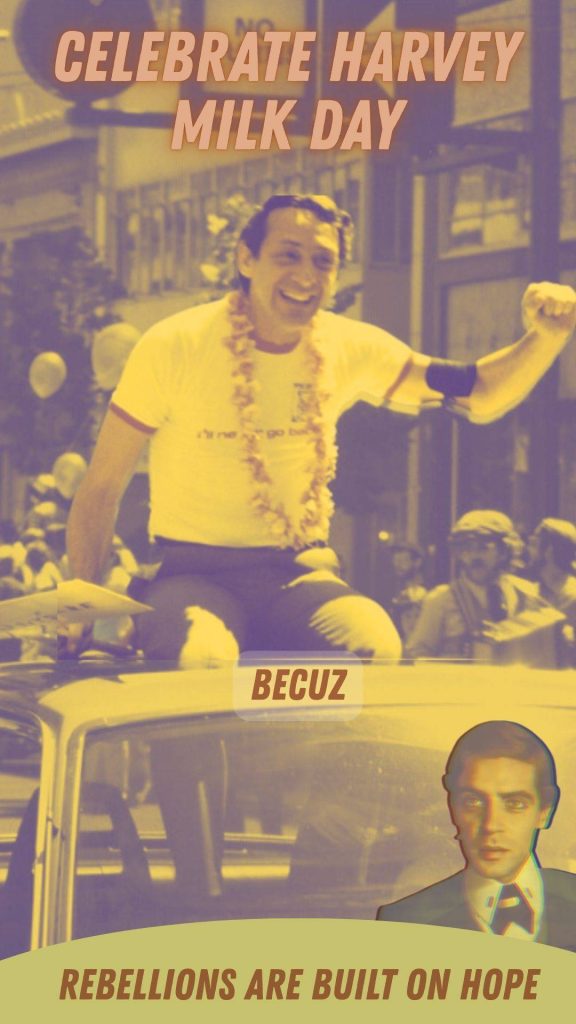 Harvey Milk at his parade atop a covertible